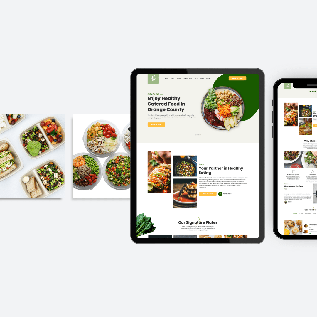 GreenLife healthy catered food website for Orange County.