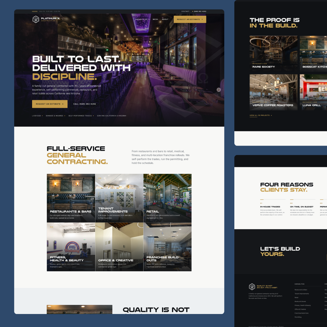 Platinum X Construction project by Tusk Creative Studios.
