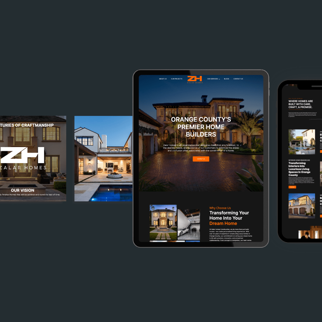ZH Construction luxury home builder website across devices.
