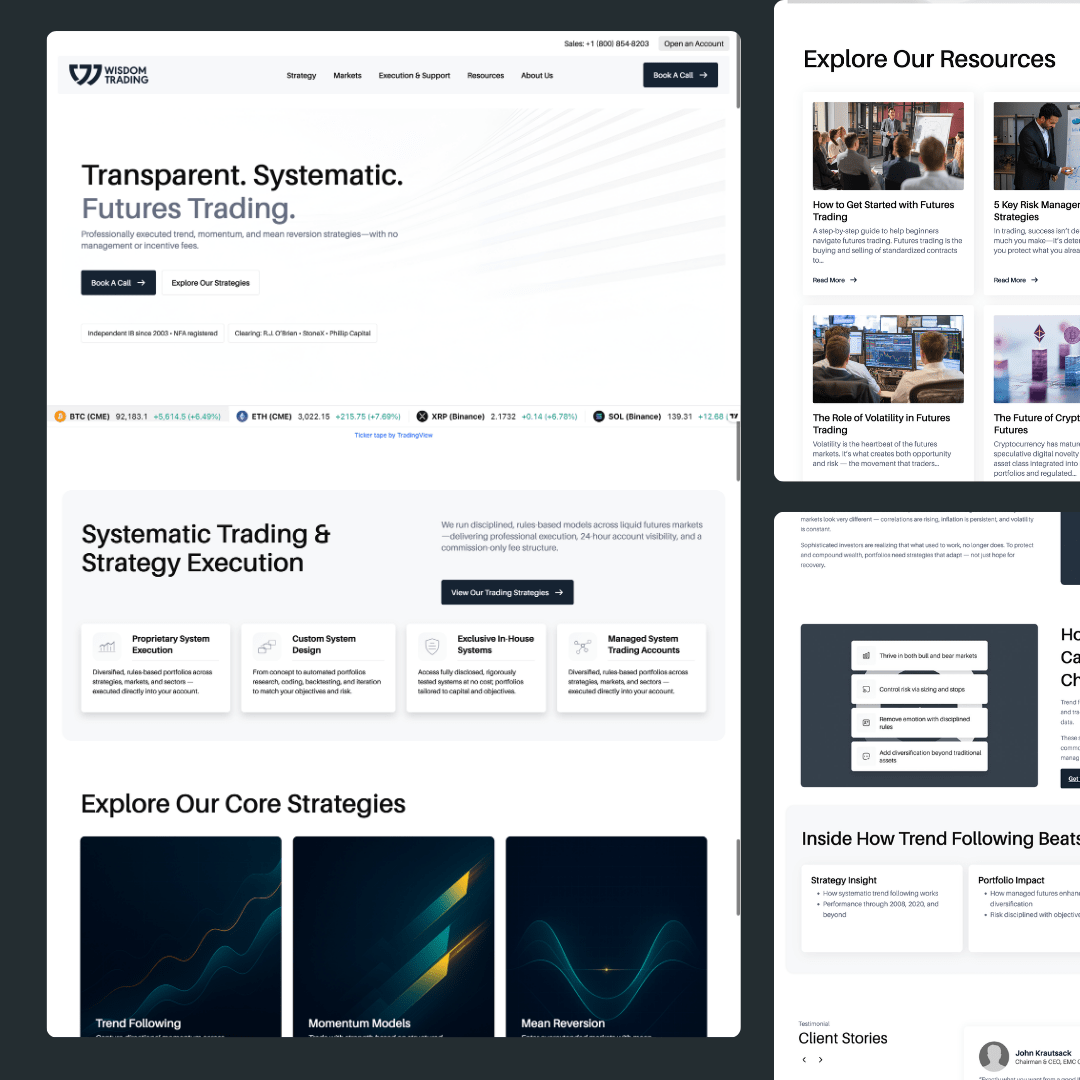 Wisdom Trading futures trading platform website.